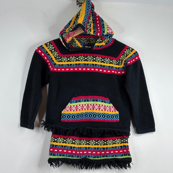 Hanna Andersson Sweater Skirt Set 120cm/6-7 Fair Isle Hood Fringe Boho Holiday - Picture 1 of 11